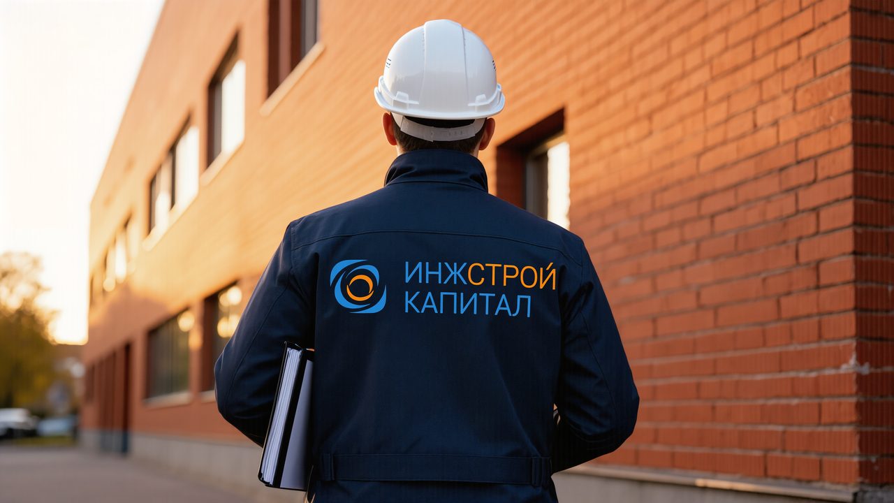 Инженер с папкой на обходе здания при периодическом обследовании
